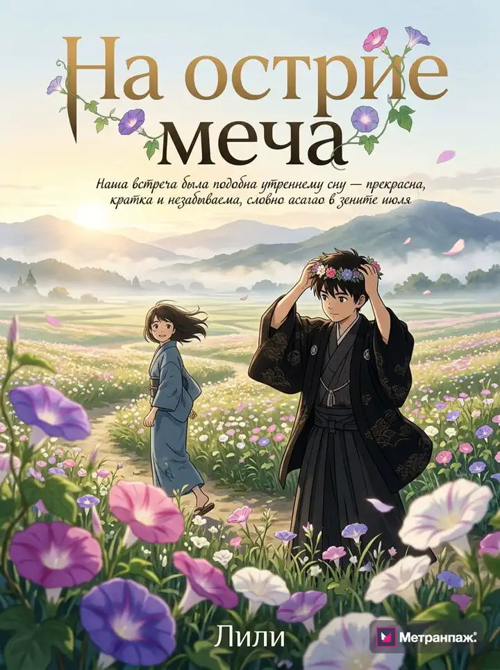 Обложка книги «На острие меча» в жанре фэнтези, созданная нейросетью в Метранпаже