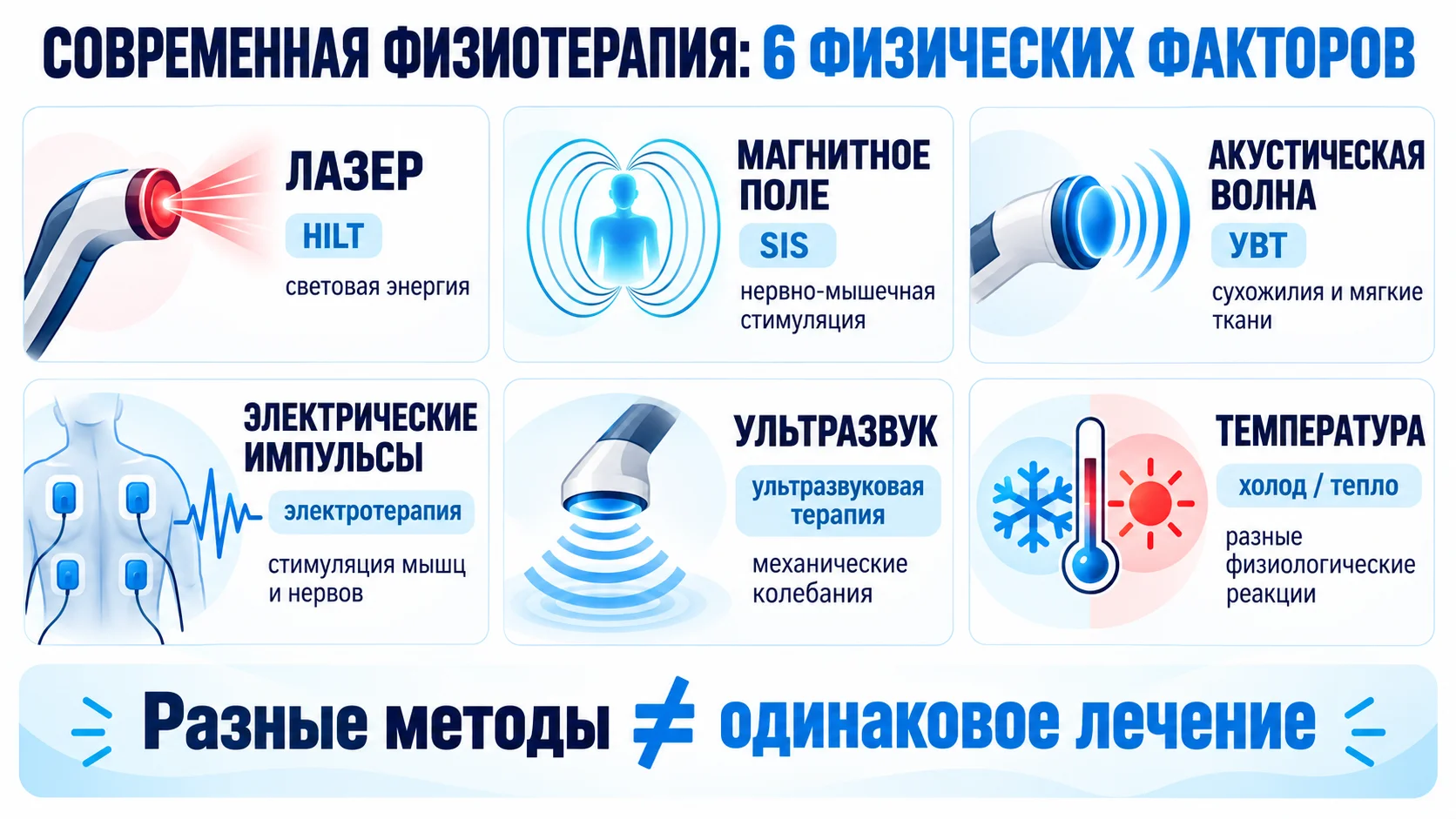 Современные методы физиотерапии HILT SIS УВТ электротерапия ультразвук и температурное воздействие
