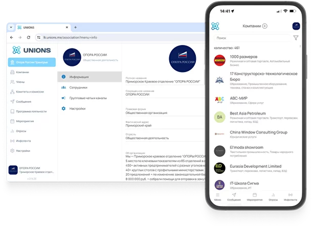 Коммуникационная платформа Unions для деловых сообществ