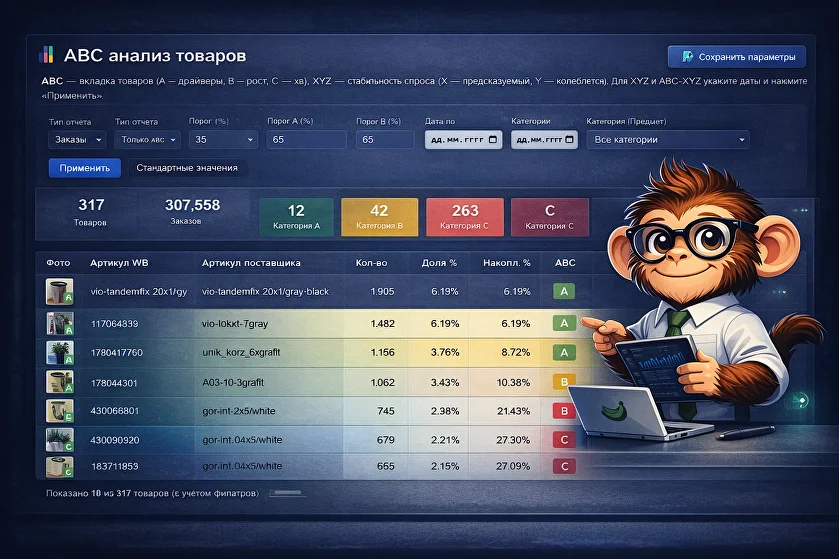 Экран ABC-анализа ecommonkey