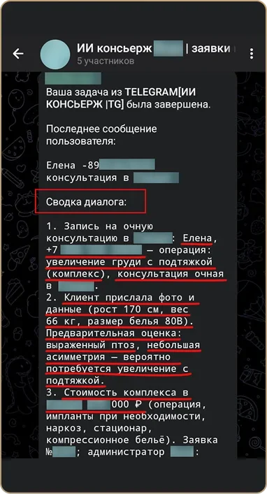 Пример готовой заявки онлайн-ассистента