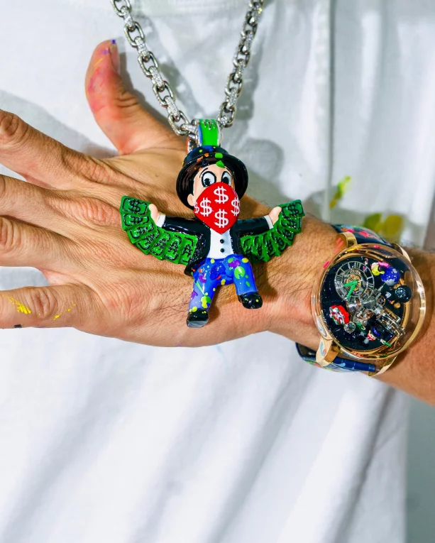 FLY ME TO THE MOON LARGE PENDANT WITH HAND PAINTED BOX ALEC MONOPOLY