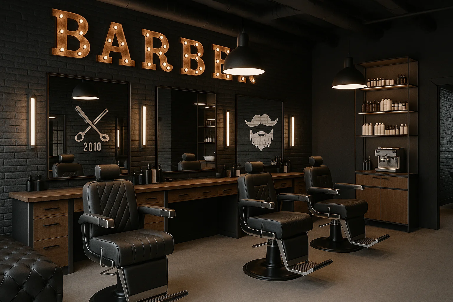 BRUTAL LOFT — дизайн интерьера барбершопа в стиле индустриальный лофт