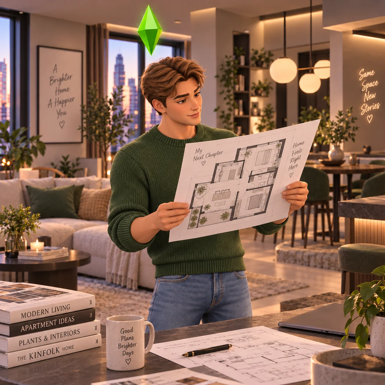 Герои The Sims на плане