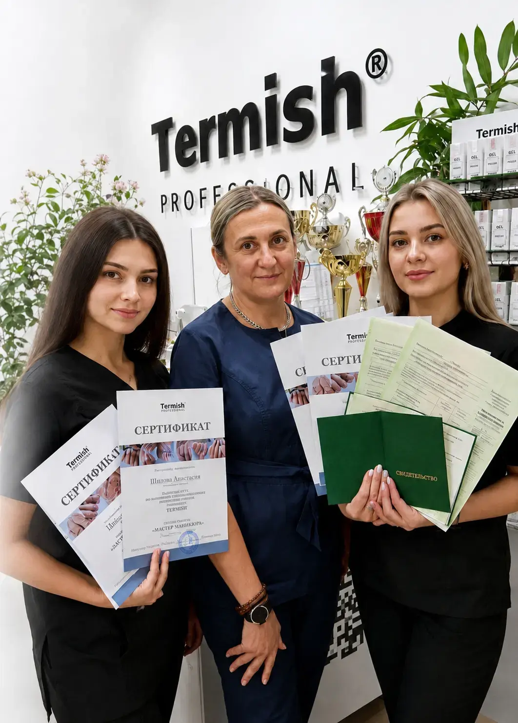 Преподаватель с ученицами школы маникюра TERMISH