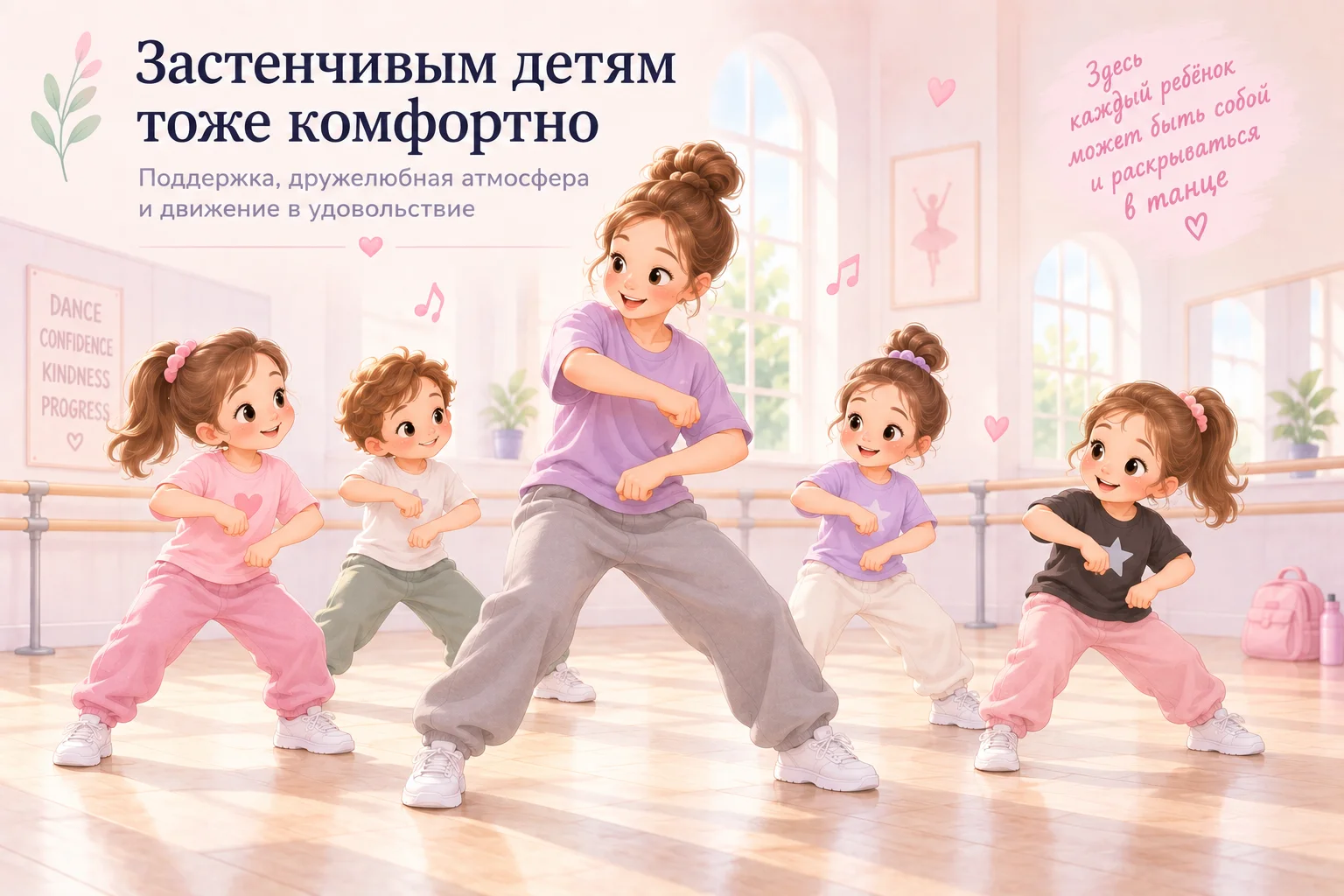 занятия танцами для застенчивого ребёнка в группе