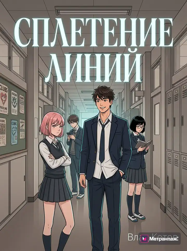 Обложка романтической книги «Сплетение линий», созданная в сервисе Метранпаж