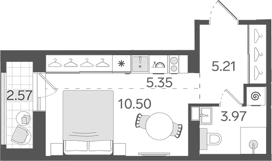 Планировка квартиры 25.32 м²