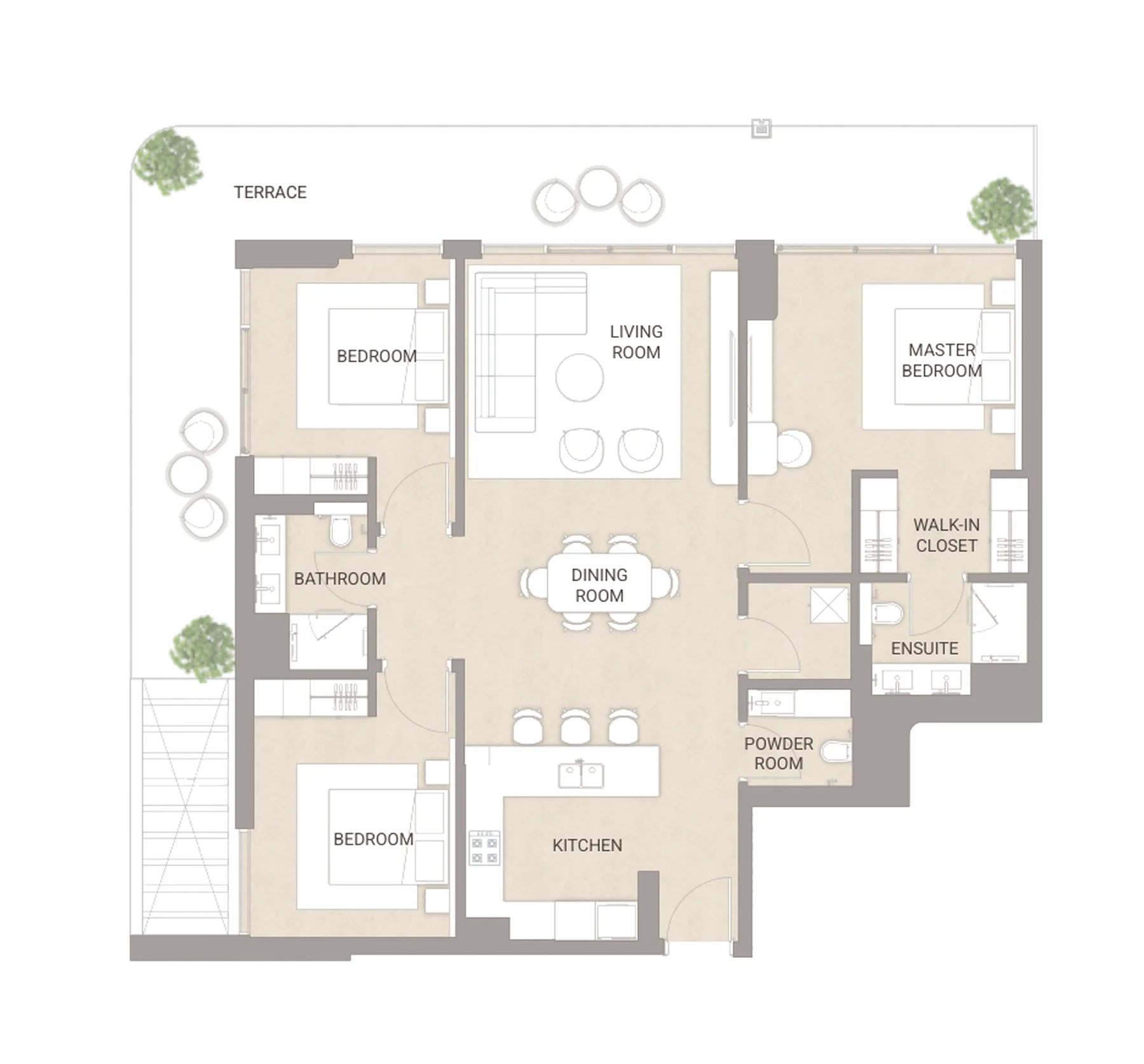 Планировка SOMA Residences с тремя спальнями