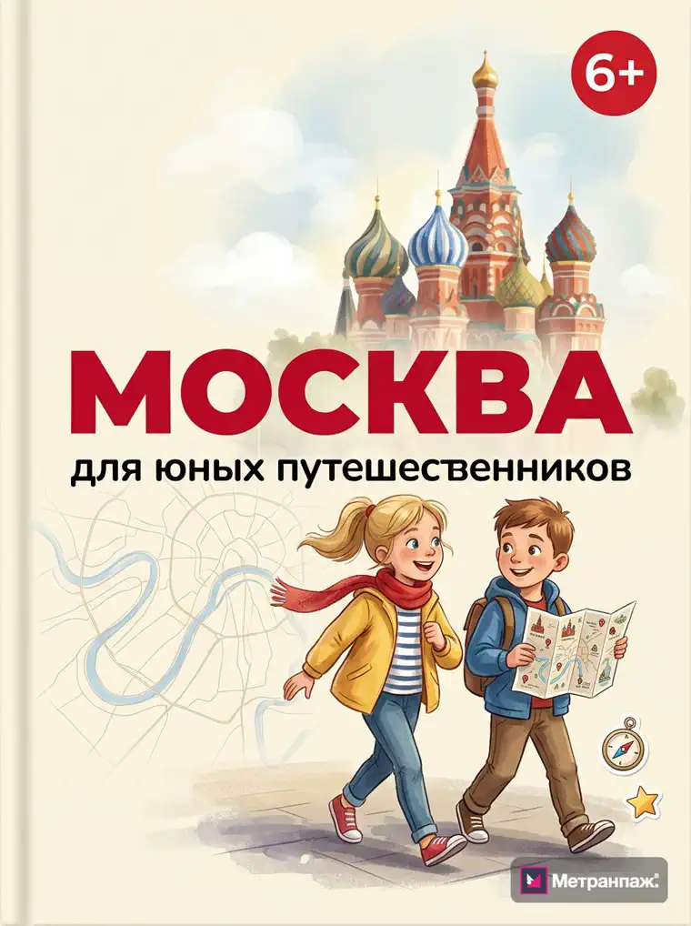 Обложка познавательной книги «Москва для юных путешественников», собрана онлайн