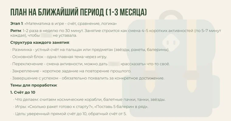 План на ближайший период