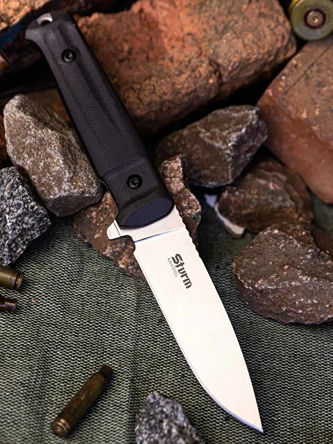 Kizlyar Supreme Sturm fixed-blade knife on outdoor equipment