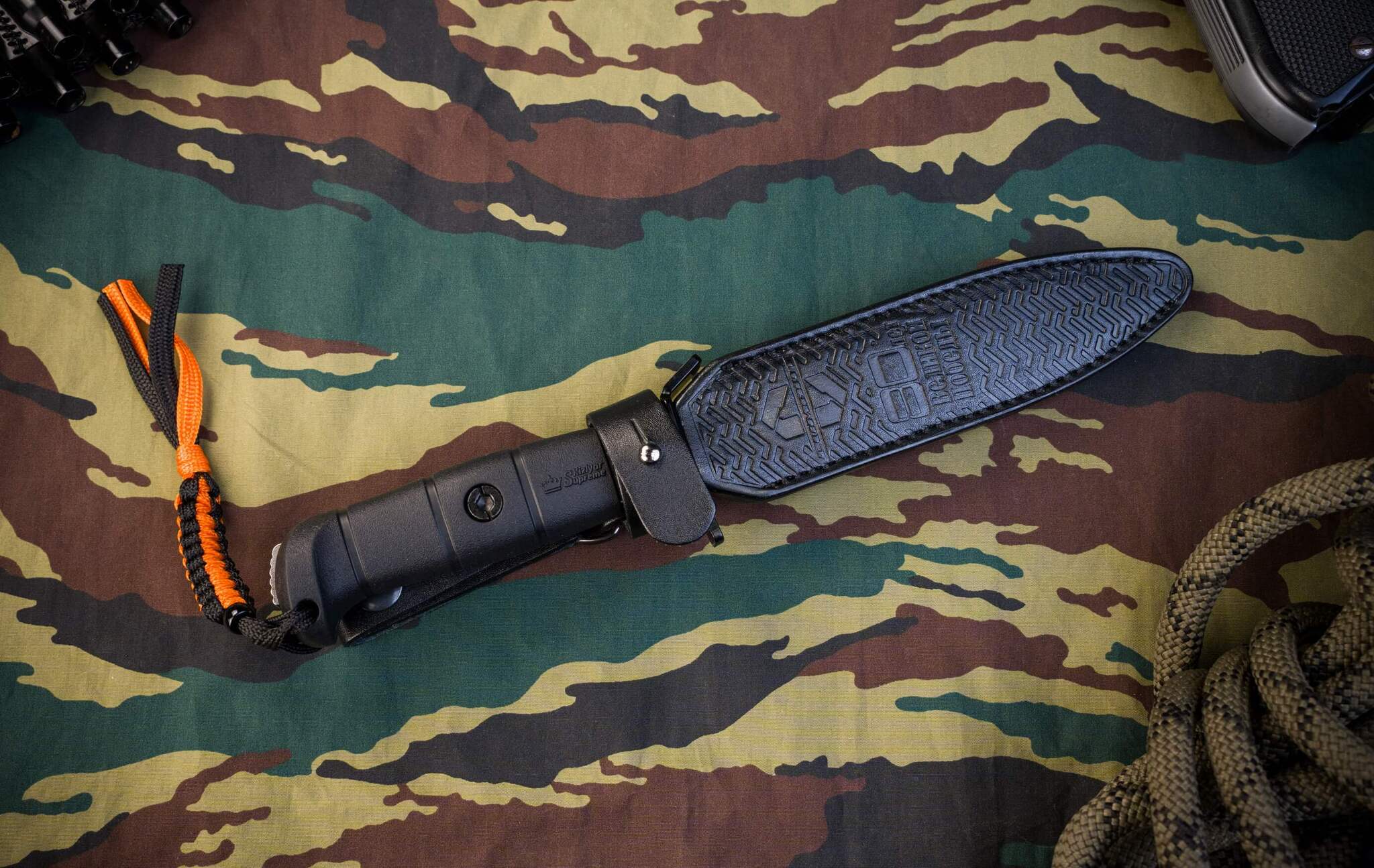 Olive Kizlyar Supreme Combat knife and sheath