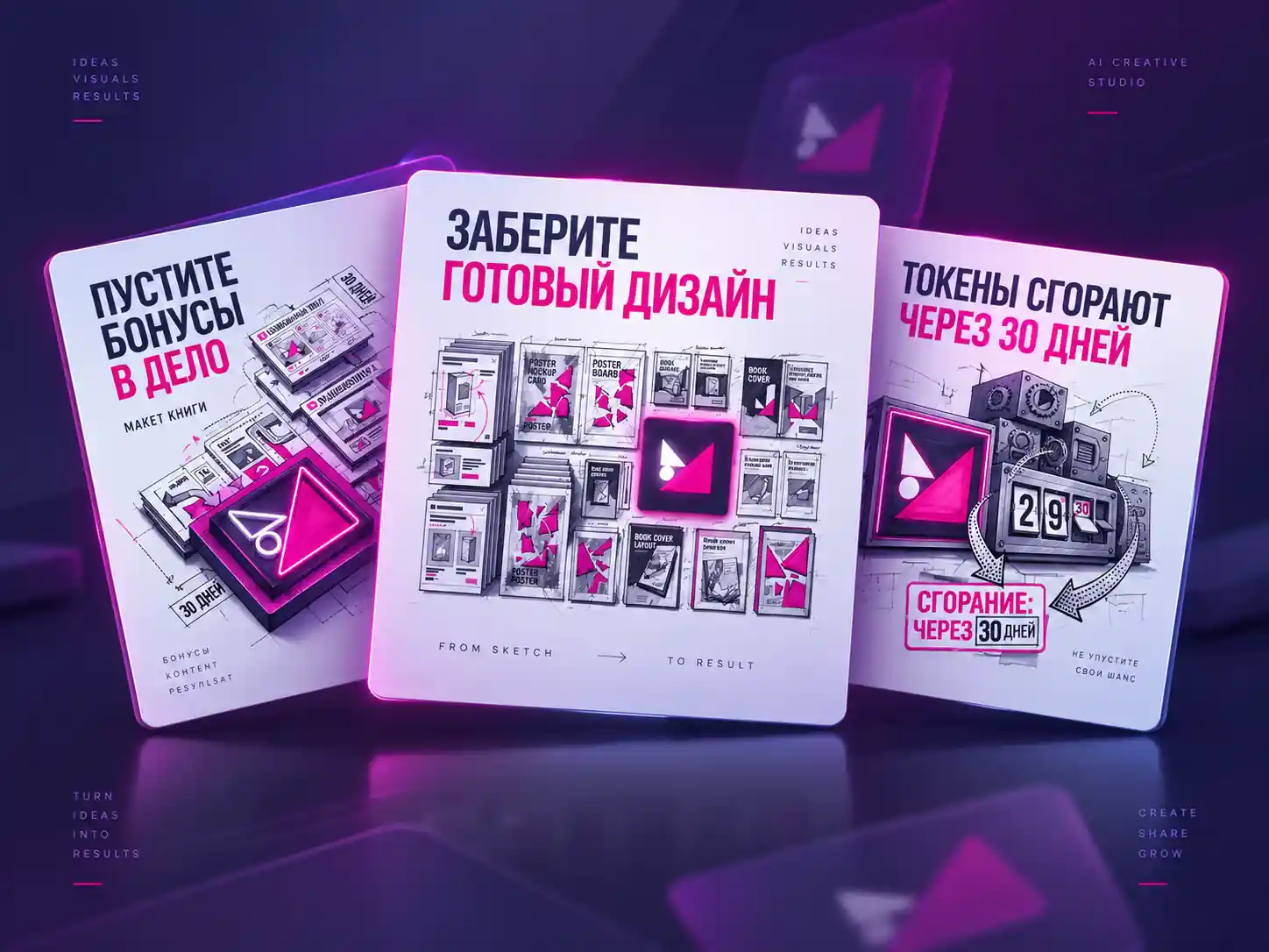 Скриншот интерфейса Метранпаж — готовый визуал поста для соцсетей с заголовком
