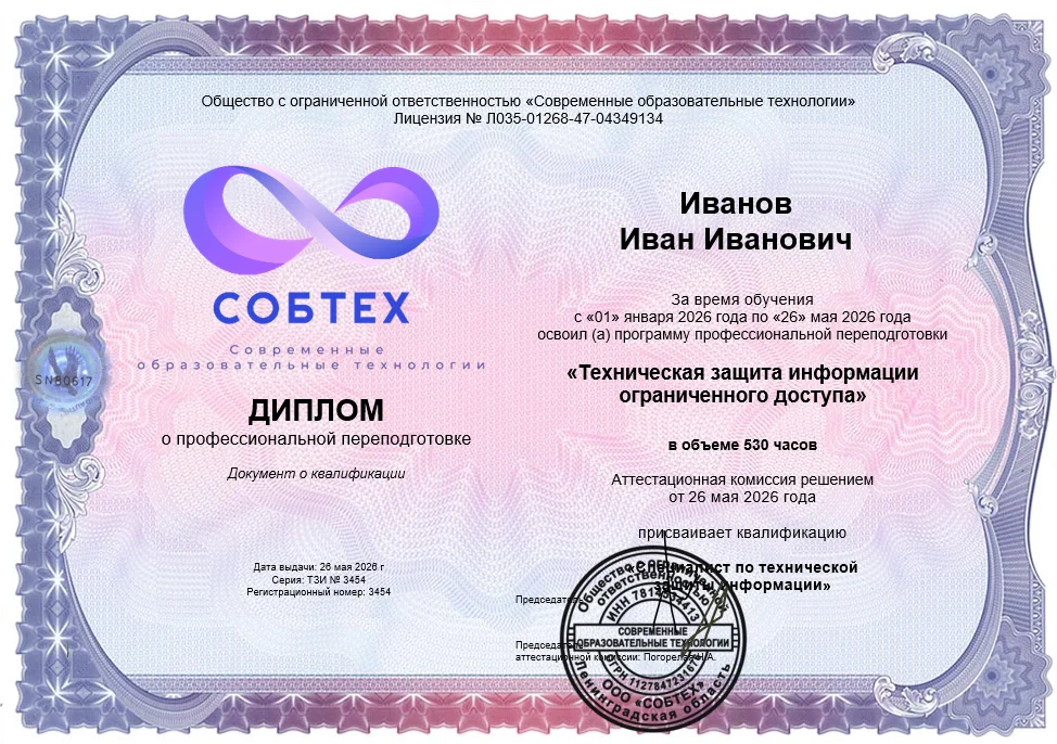 Диплом о профессиональной переподготовке