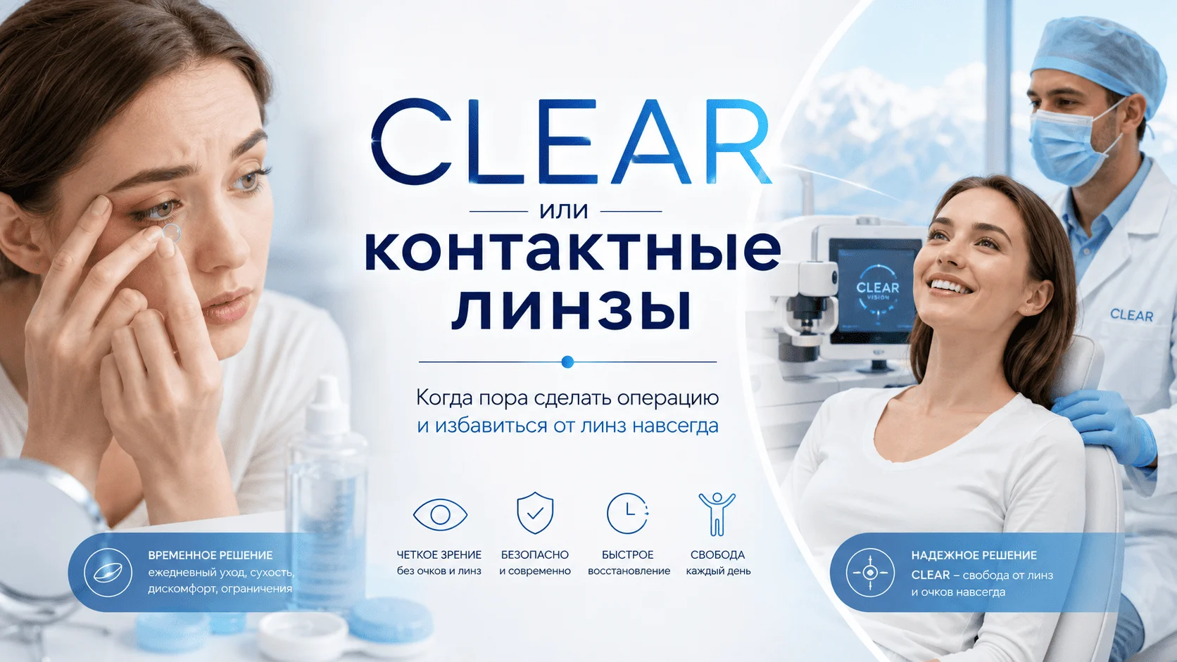 CLEAR или контактные линзы: когда пора сделать операцию и избавиться от линз навсегда