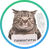 Котик с табличкой «ПАМАГИТИ»