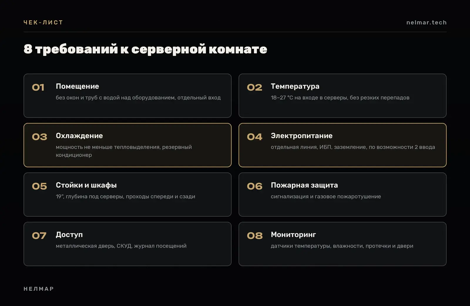 Требования к серверной комнате: помещение, температура, охлаждение, электропитание, стойки, пожарная защита, доступ и мониторинг