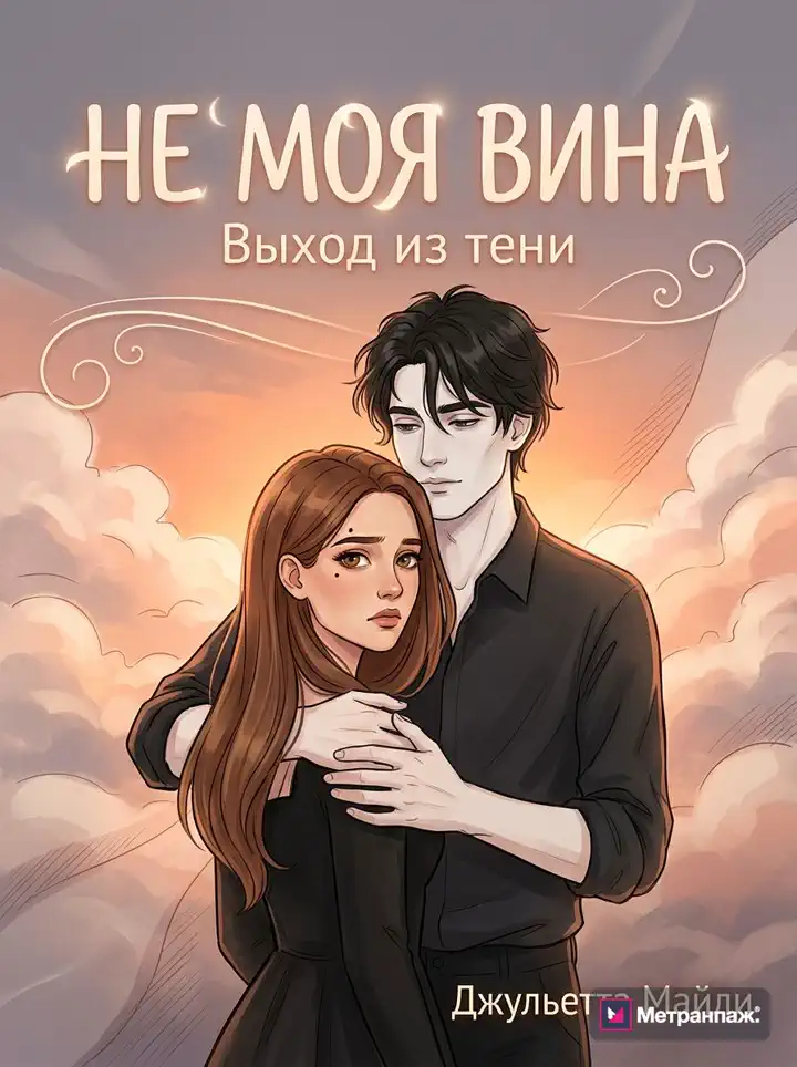 Обложка книги «Не моя вина» в жанре young adult, собрана нейросетью онлайн