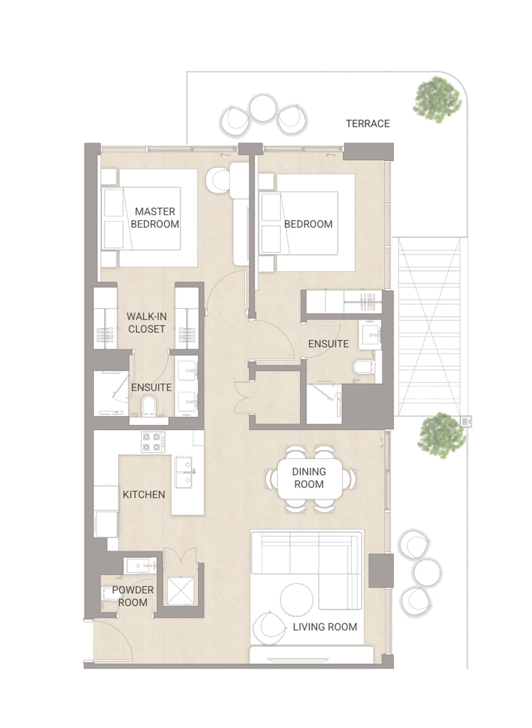 Планировка SOMA Residences с двумя спальнями