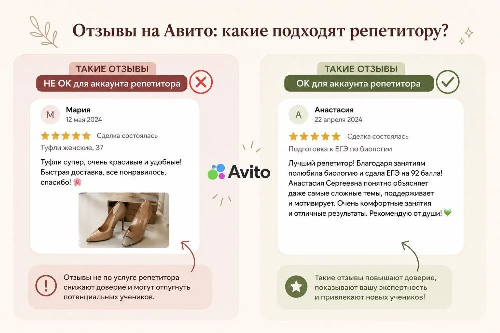 Какие отзывы подходят репетитору