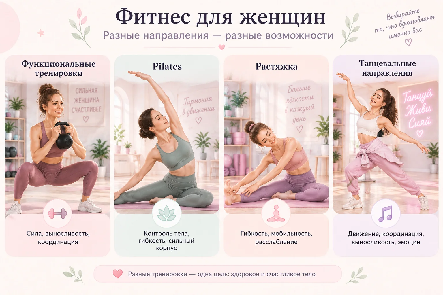 Виды фитнеса для женщин