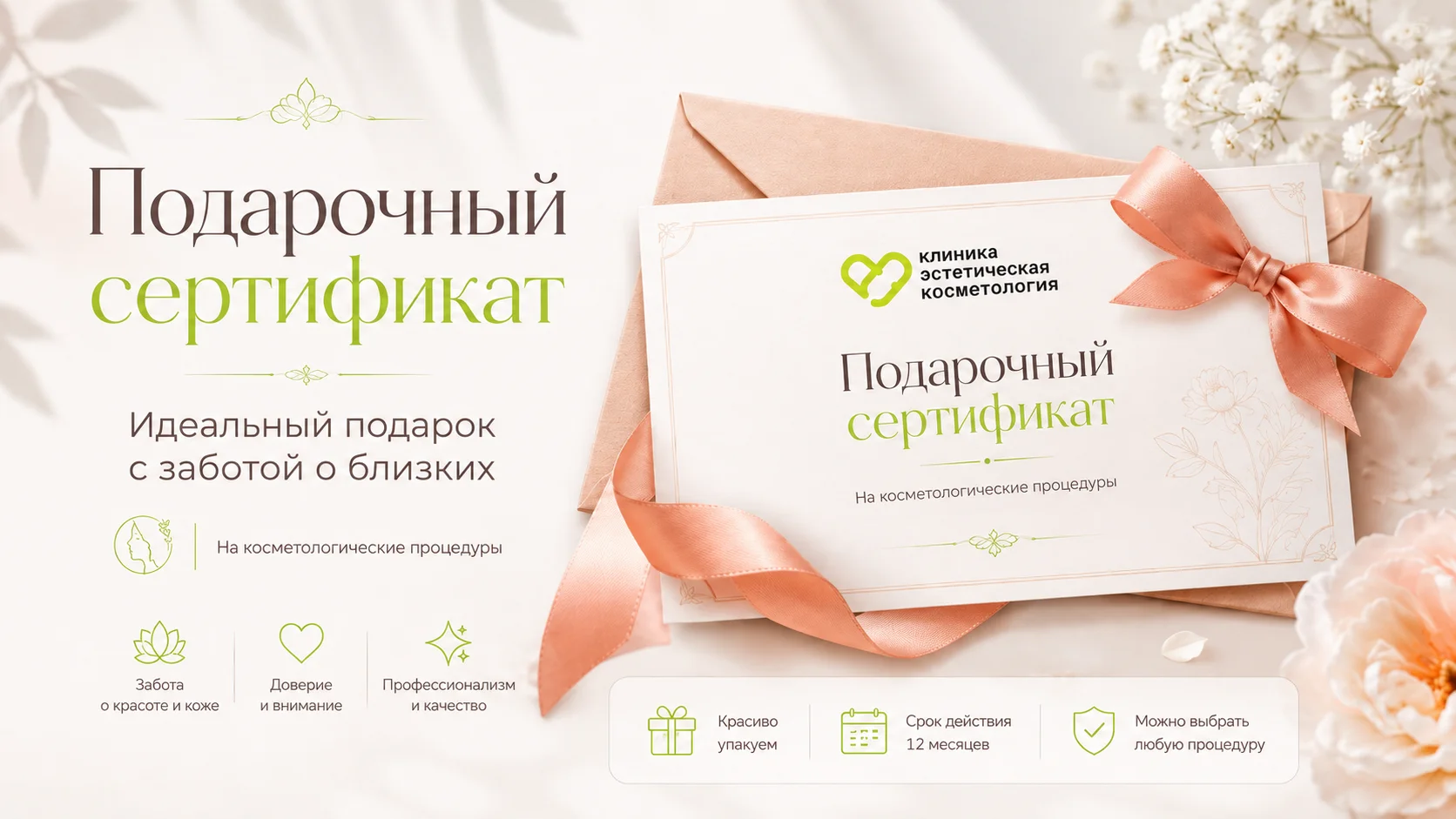 Подарочный сертификат клиники эстетической косметологии