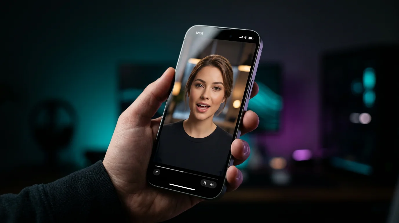 Смартфон с видео: аватар ведёт рассказ в кадре