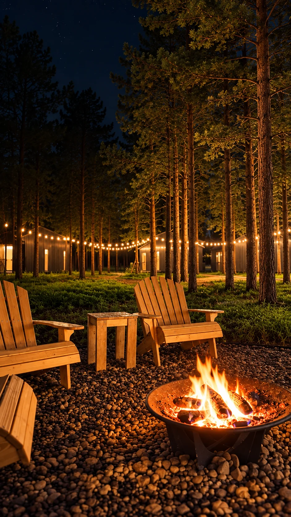 Костровая зона среди сосен