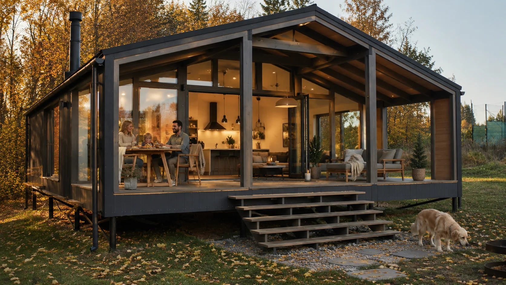 Семья проводит время в готовом доме BlagoHouse