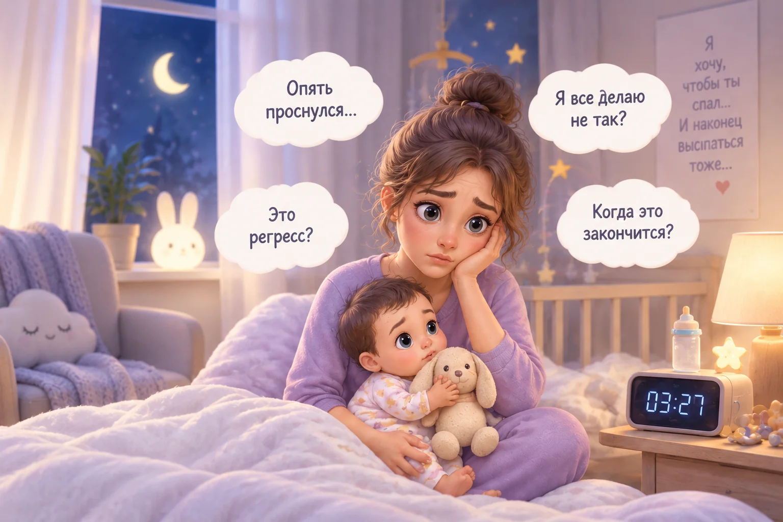 Мама с малышом ночью