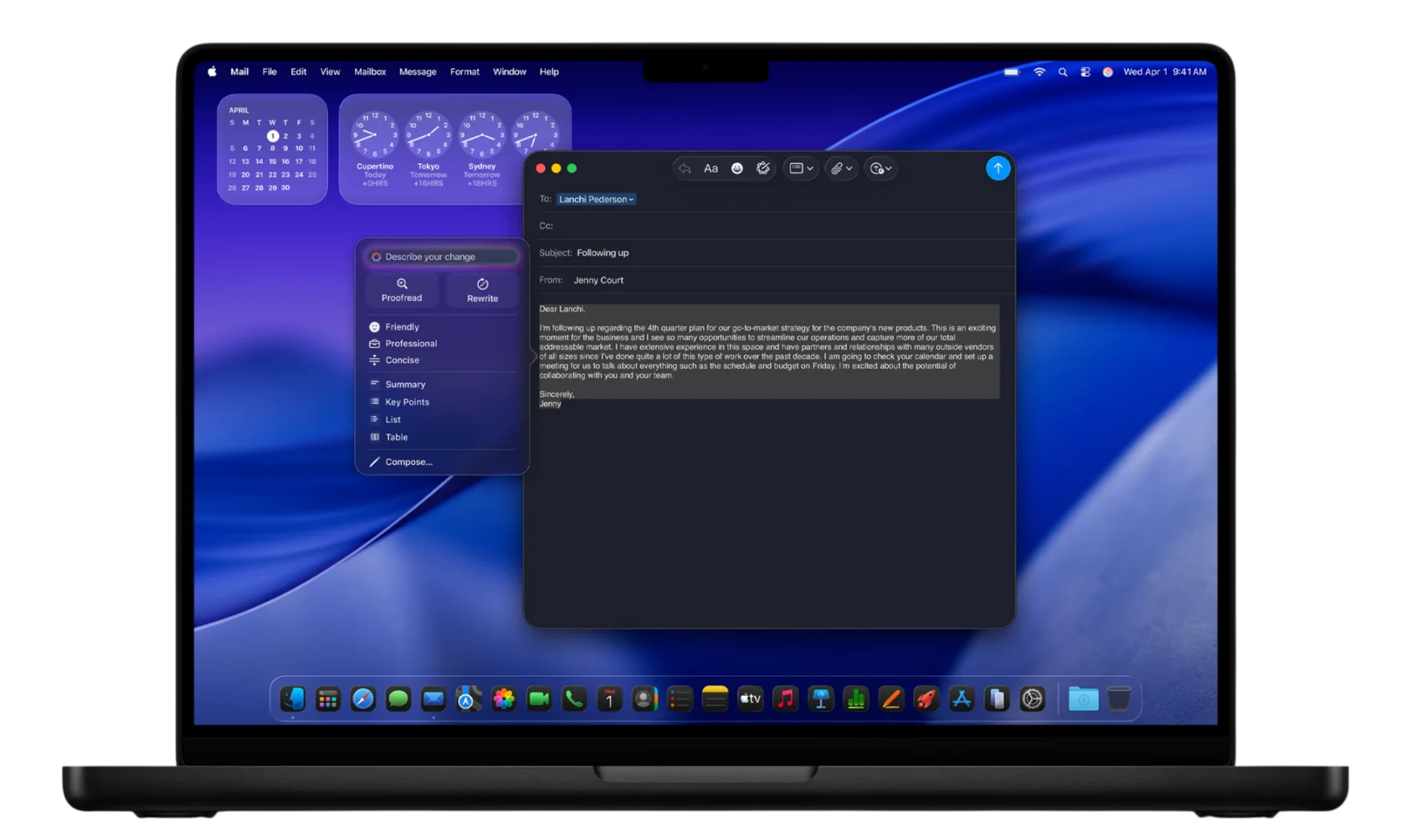 MacBook Pro M4 в работе — почта и приложения на экране
