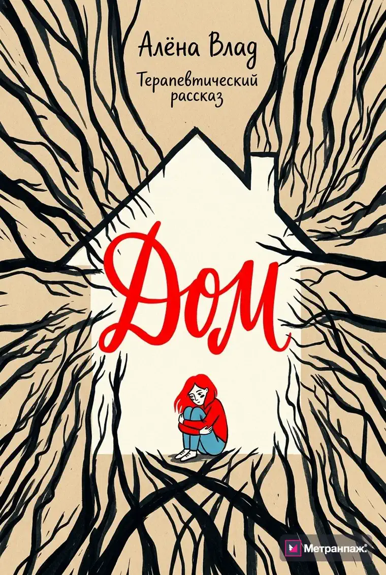 Обложка книги «Дом», созданная нейросетью в онлайн-генераторе обложек Метранпаж