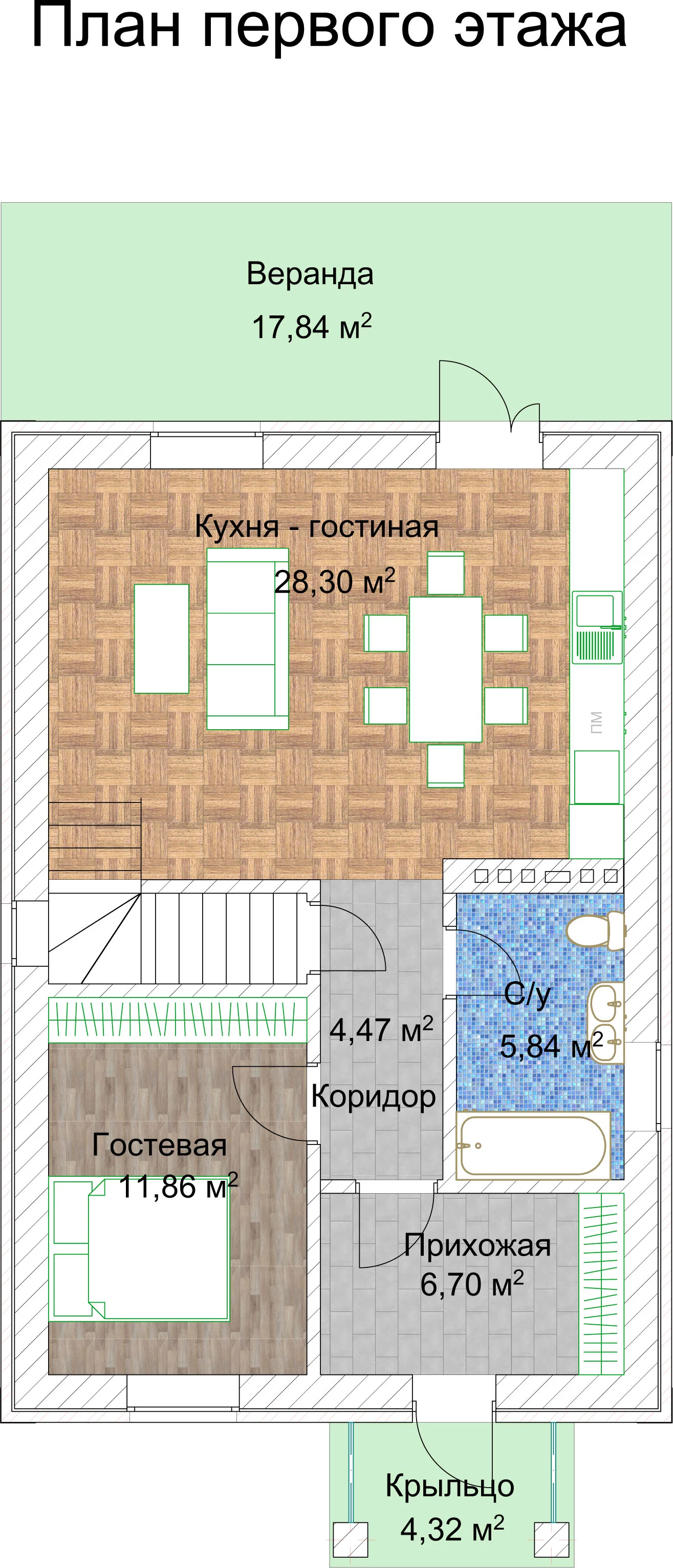 Проект дома «Свободный» 124м2 двухэтажный - проект, цена строительства под  ключ в Рязани