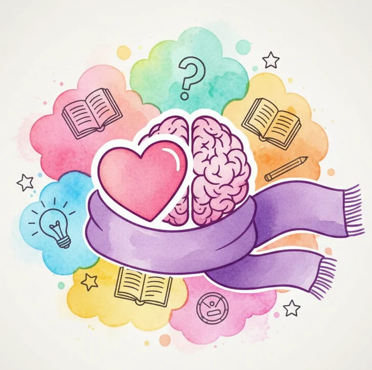 Акварельная иллюстрация: забота о разуме и сердце