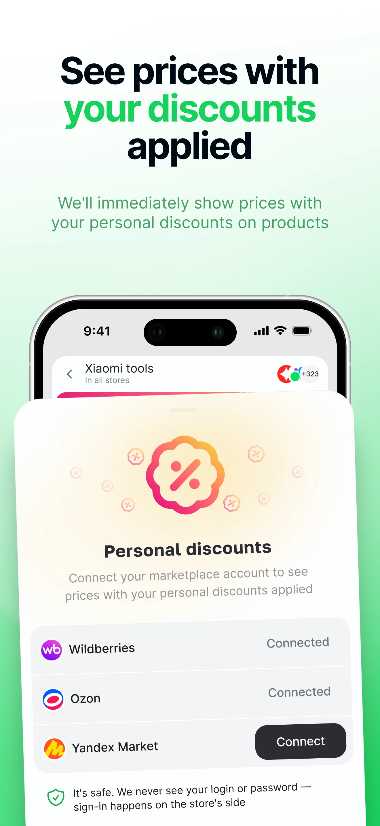 Personal marketplace discounts included in prices