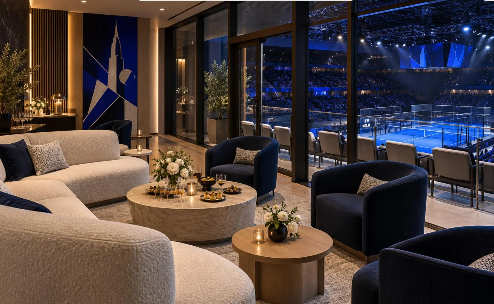 Вид из VIP-лаунжа на падел-корт