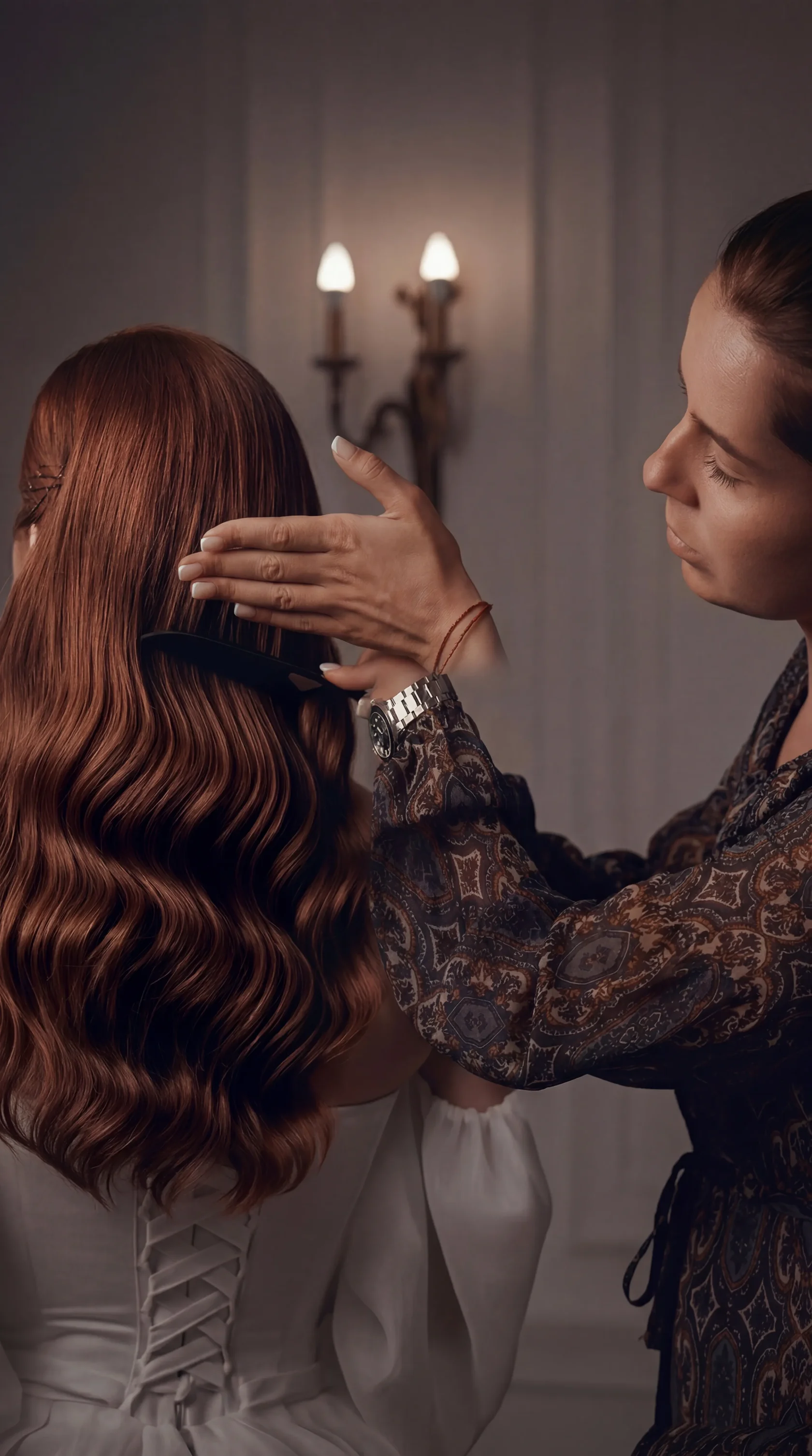 Natalia Andreeva styling Hollywood waves on a bride