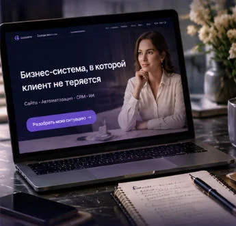 Ноутбук с сайтом и продуктами