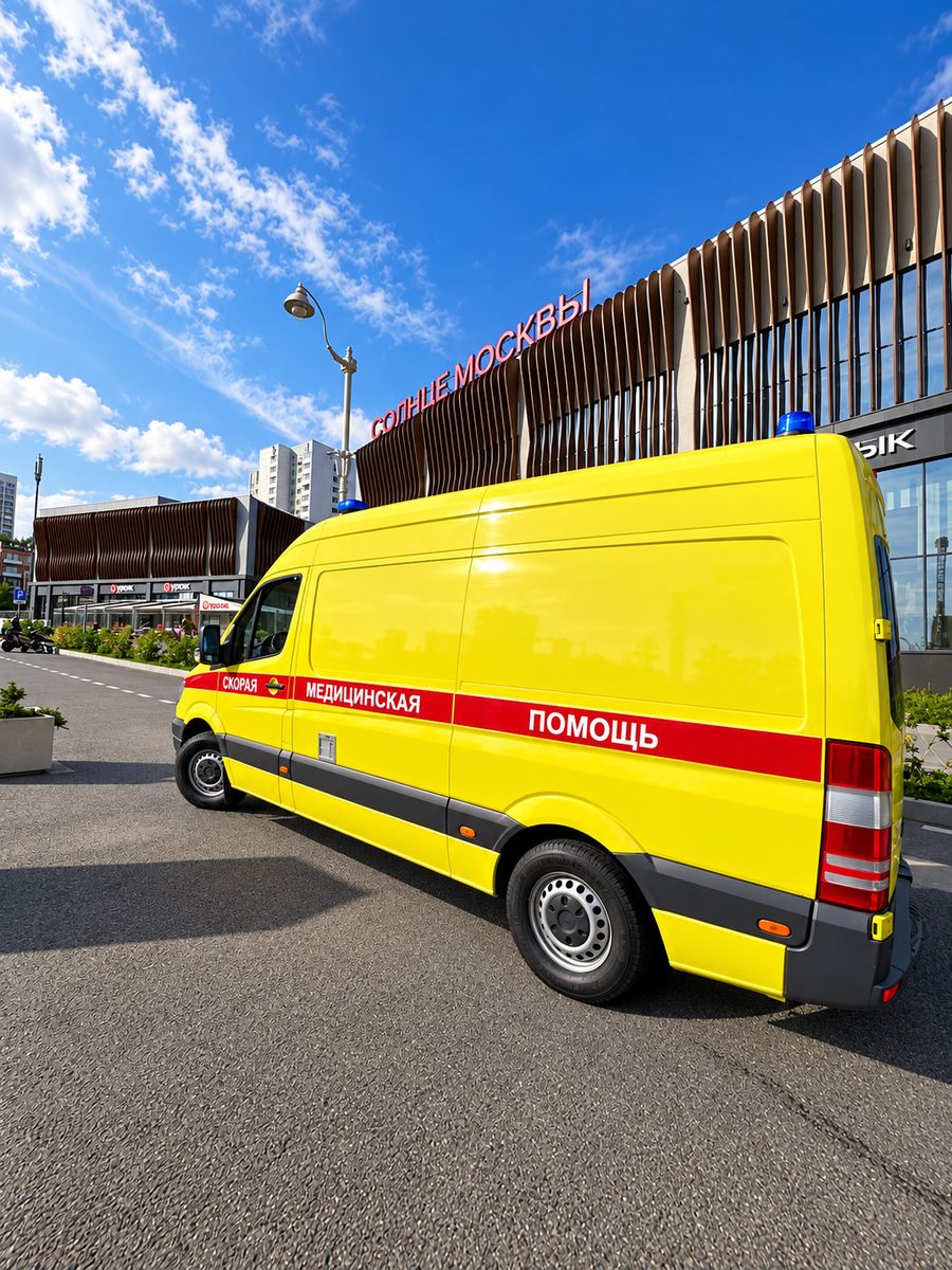 Автомобиль АИРМЕД у торгового центра
