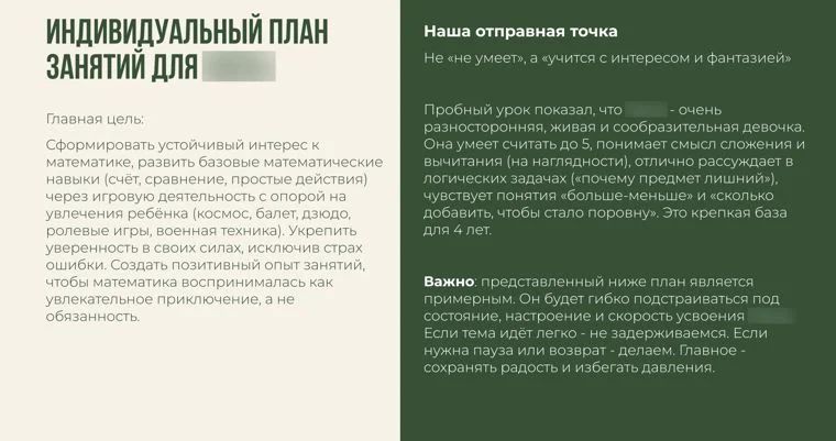 Индивидуальный план занятий, главная цель и отправная точка