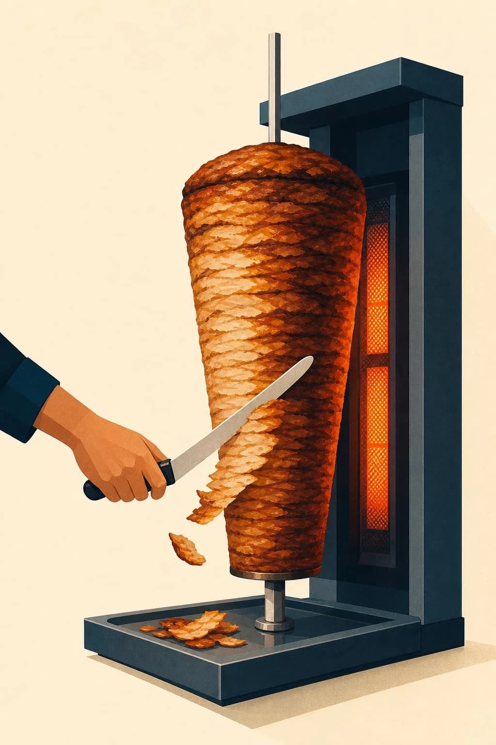 Вертикальный вертел с мясным конусом - так готовят донер