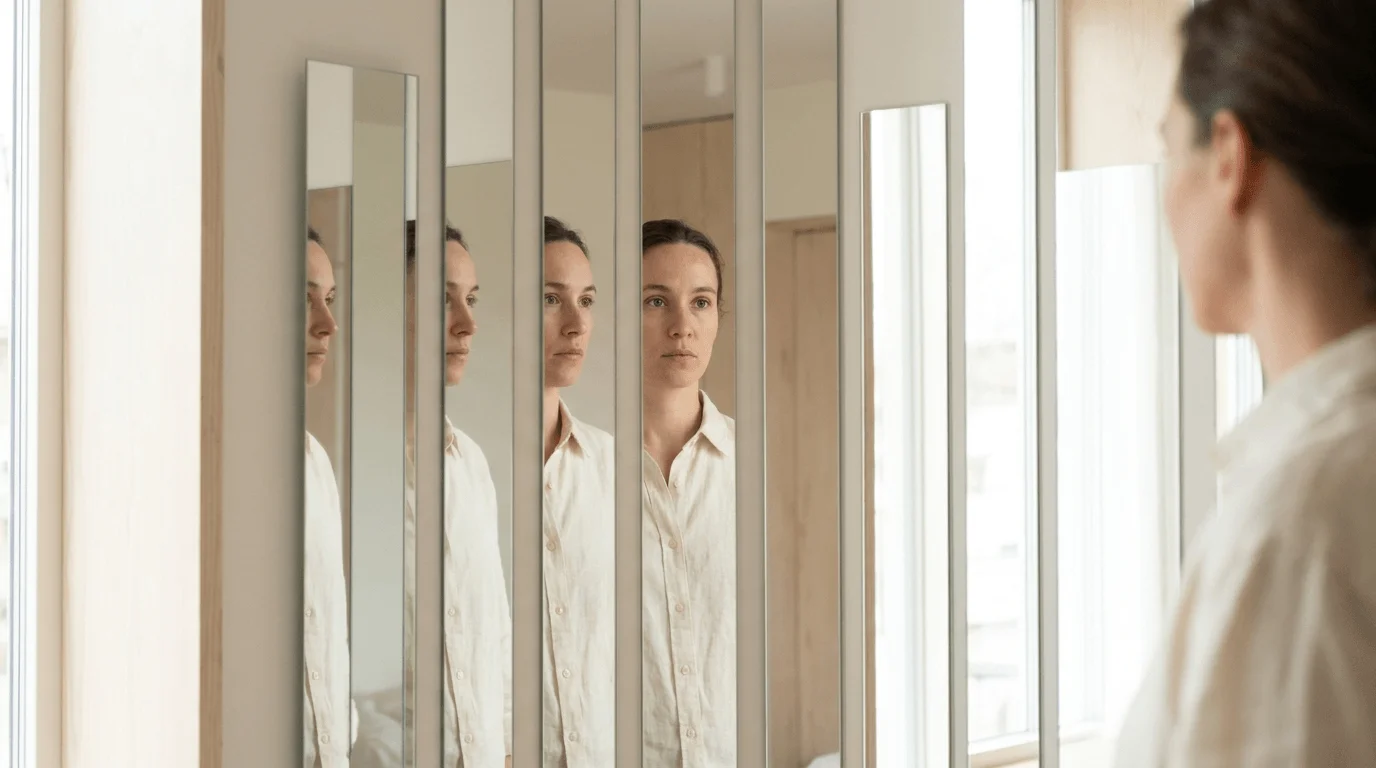 Специалист изучает отражение в зеркалах