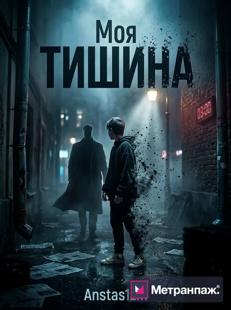 Обложка книги «Моя тишина» — драма, обложка собрана нейросетью Метранпажа