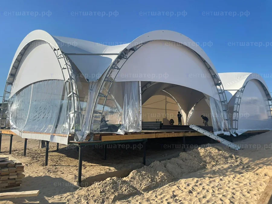 Арочный шатёр «Дюна» 10×20 для пляжной зоны пансионата в Анапе