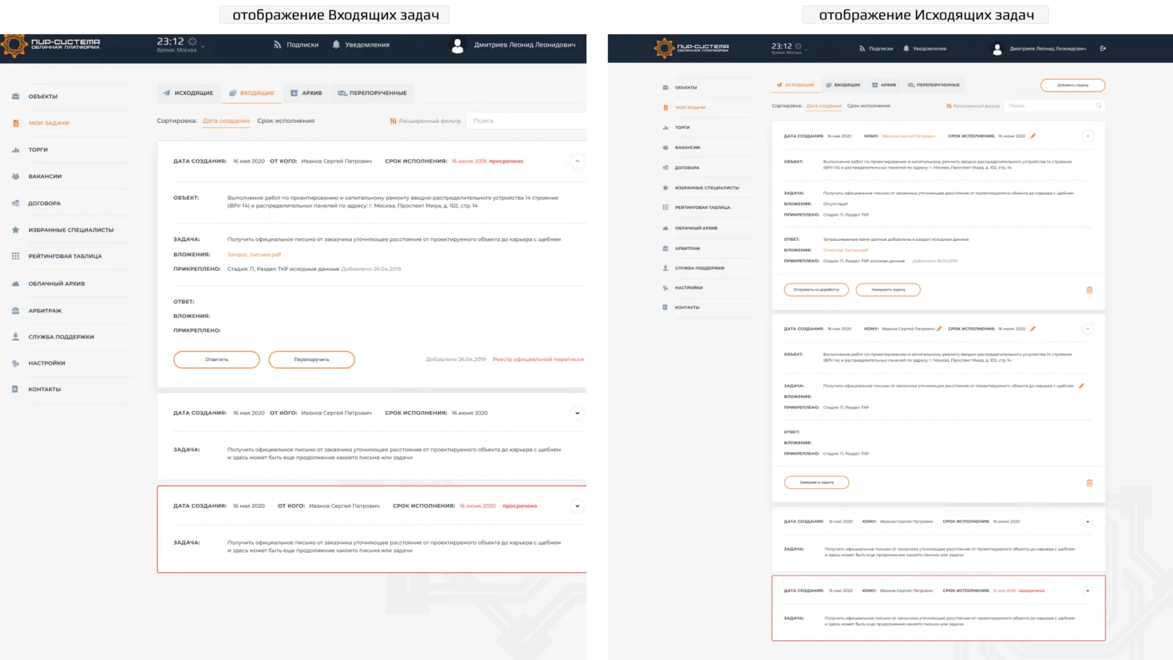 Система задач и контроля сроков