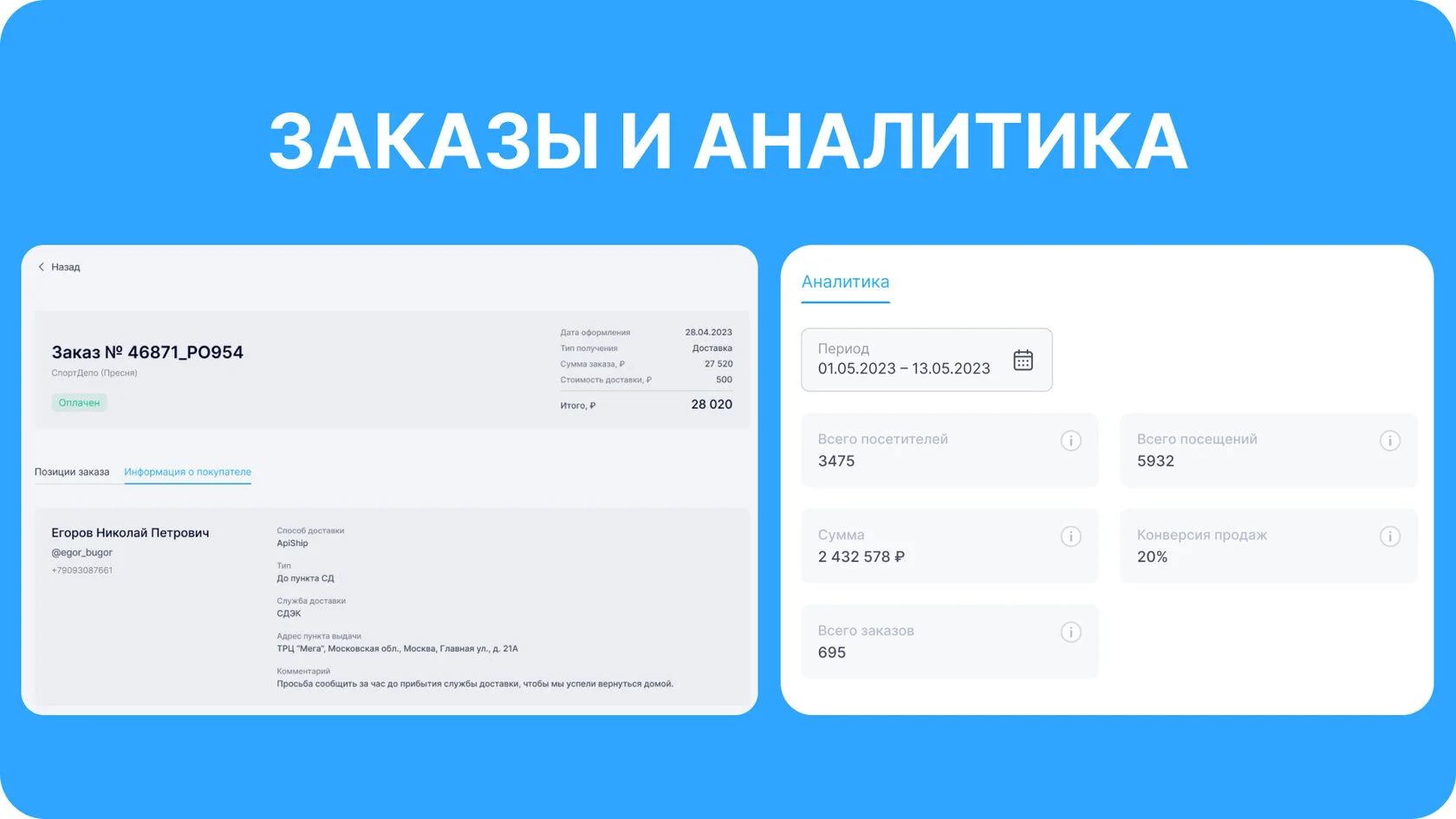 Аналитика интернет-магазина в Телеграме: приём заявок, обработка заказов в CRM