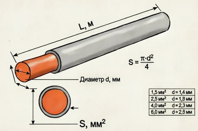 Рис. 1 – Габаритные размеры проводника