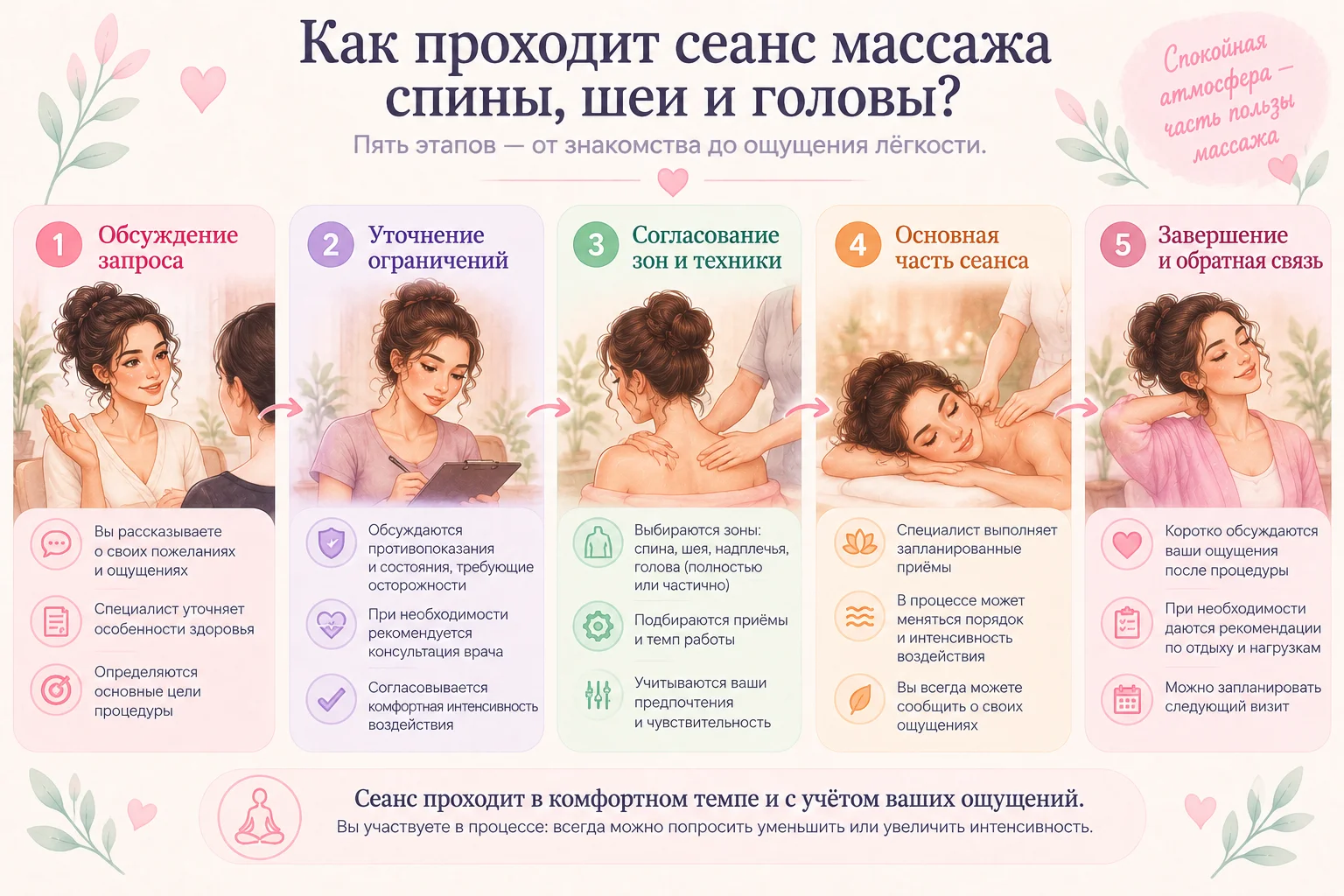 Как проходит сеанс массажа: пять этапов.