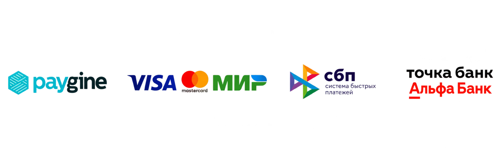 Paygine, Visa, Mastercard, МИР, СБП, Точка Банк и Альфа-Банк